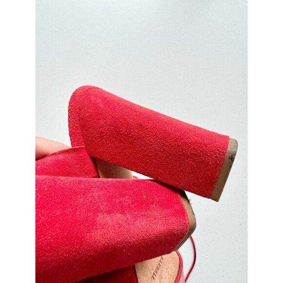 LOEFFLER RANDALL Luz Red Suede Leather Lace-Up Tassel Tie Block Heels, Size 10 - Picture 10 of 16